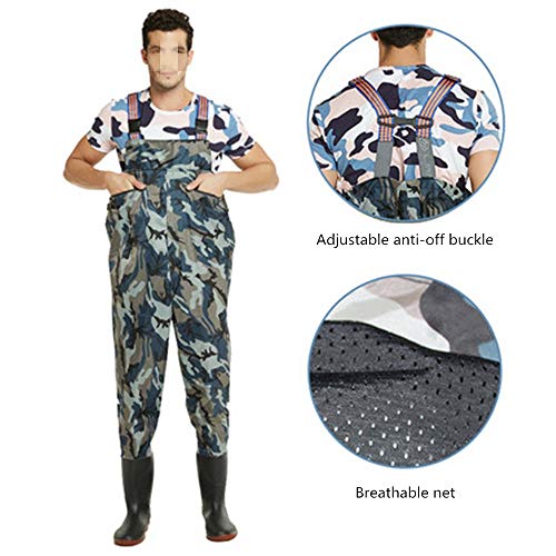 Vissen Borst steltlopers Mannen steltlopers Waterdichte Borst steltlopers Boot Voet Borst Waadvogel Licht Jacht Vliegvissen steltlopers voor mannen met laarzen Nylon/PVC Waadvogel Jacht Bootfoot Wat - Image 3