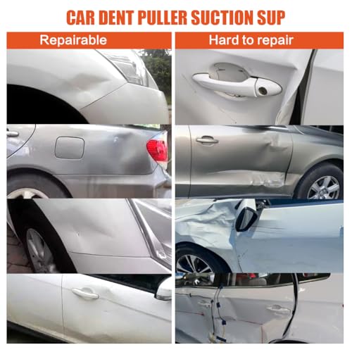 Image of 2 Pack Car Dent Puller Kit - Strong Suction Cup Dent Remover, Car Dent Removal Kit Dent Removal Tool and Dent Repair Kit for Car Body, Glass, Tile and Mirror (Orange,Black)
