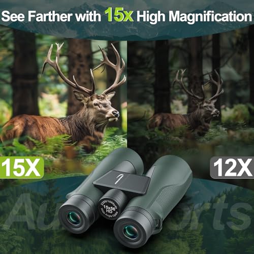 15x56 HD Fernglas Erwachsene - Aurosports Large View Fernglas mit klaren Low Light Vision...