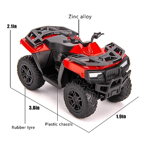 1:36 ATV Off Road Vehicle Model Car, Diecast Pull Back Beach Motorcycle Toy Car for Kids Boy Girl, Car Model Collection and Decoration, Red - Image 4