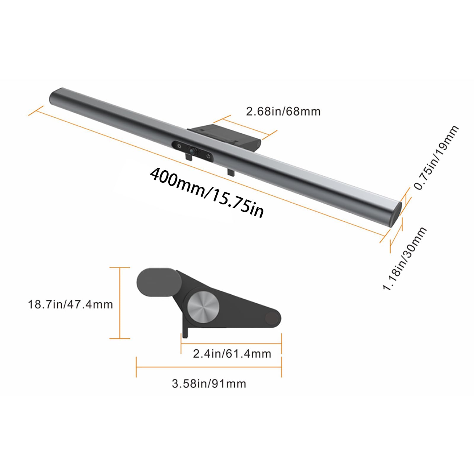 Generisch Computer Monitor Lichtleiste, E Reading USB betriebene Monitor Klemmlampe, dimmbar, Augenschutz Clip On Lampen, Schwarze Computer Lichtleiste für Desktop mit Berührungssensor