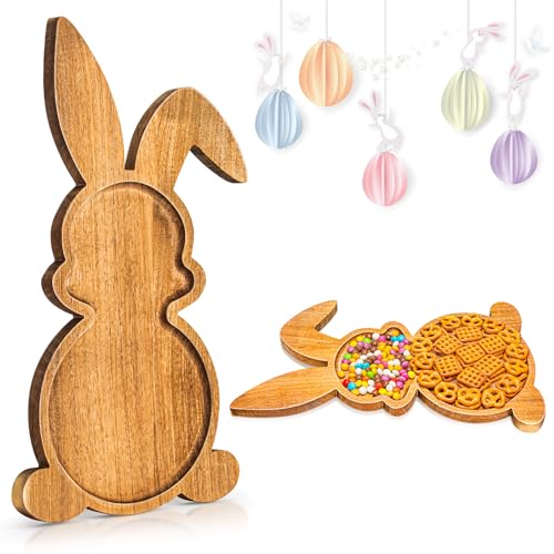 Yoshiky Farmhouse Bunny Serving Wood Trays, Nesting Rabbit-Shaped Wooden Charcuterie Serving Platters for Easter or Spring Rustic Decorative