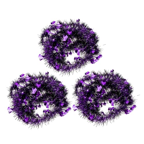 HOOTNEE 3pcs Halloween Tinsel Garland Metallic Decorative Ornaments for Use for Room Garden and Door Halloween Decorations
