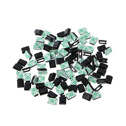 Wire & Cable Connectors 100 Pcs Self-adhesive Wire Tie Rectangle Cable Mount Clip Clamp Black/White 28TC - (Color: Black)