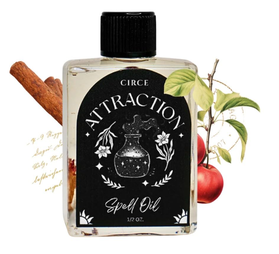 CIRCE Attraction Spell Oil - Enhance Magnetic Energy, Invite Positivity & Love - Add to Bath, Use in Rituals, Wear as Fragrance to Align w/Desires - Rose Petals, Cinnamon Chips & Grapeseed Oil- 1/2oz