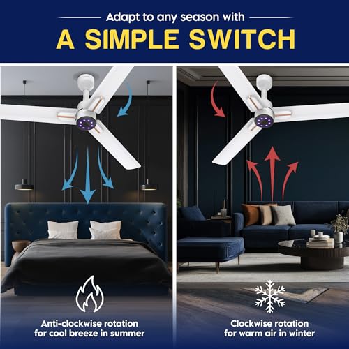 Image of Polycab Wizzy Neo LED 1200mm BLDC Ceiling Fan with remote| BEE 5 Star Rated, Higher Air Delivery| LED Indicator,Sleep and Breeze Mode |3 Years Warranty【Matt White Rosegold】