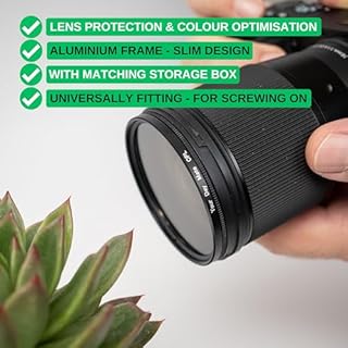 Filtro polarizzatore CPL Ø 58 mm, Minimizza i riflessi, Migliora nitidezza ottica e fedeltà cromatica, Filtri polarizzatori circolari con attacco in alluminio, Protegge l’obiettivo della fotocamera