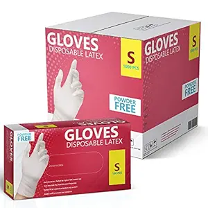 AroPaw New Disposable Latex Gloves, Powder Free 10 Boxes 1000 Gloves (Small)
