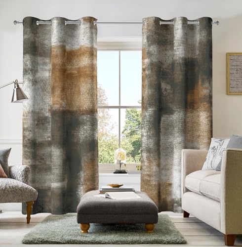 Image of Asuexpect Abstract Curtains for Living Room 2 Panels Abstract Rust Curtain Room Darkening Grommet Window Drapes Modern Decorative Window Treatments for Bedroom, 42x84 Inches, Tan