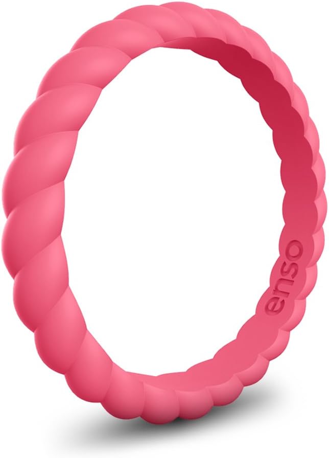 Enso Rings Stackable Braided Silicone Wedding Ring – Hypoallergenic Unisex Stackable Wedding Band – Comfortable Minimalist Band – 2.5mm Wide.8mm Thick
