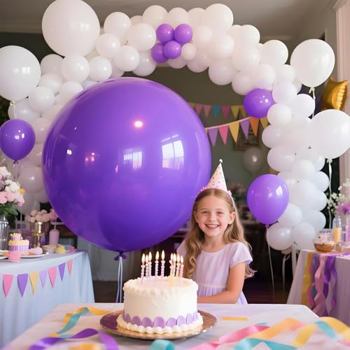 Image of Purple Balloons 9pcs, 36 Inch Large Balloons for Garland or Arch as Party Wedding Baby Shower Decorations