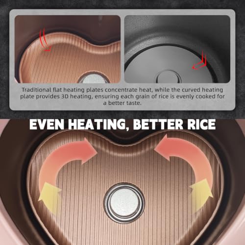 Image of Heart Shaped Pink Rice Cooker, Small Multifunctional Peach Heart Shape 300W High Power, Preset Timer, Automatic Heat Preservation, Cute Rice Cooker for New Year, Valentine's Day Gifts (Pastel Sakura)