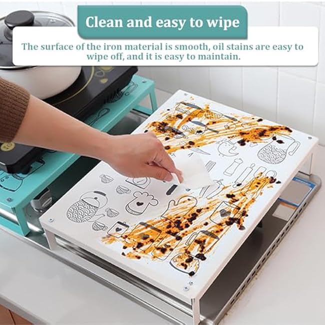 15.8x11.8x3.2 in Metal Microwave Oven Rack, Space-Saving Kitchen Counter Shelf for Microwave, Easy-Clean Stand for Induction Cooker, Toaster & Small Appliances, Green Finish