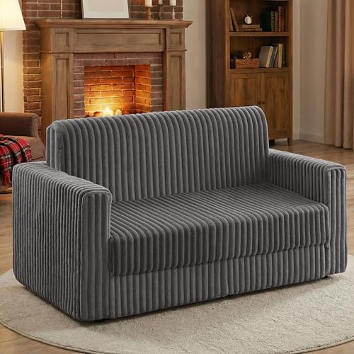 HABUTWAY Folding Sofa Bed, 2 in 1 Convertible Sleeper Chair with Armrest, Portable Fold Out Chair Bed, Comfy Floor Couch, Multi-Functional Lazy Sofa for Living Room Bedroom Dorm Home Office, Grey