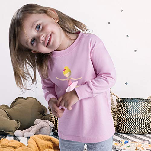 Kids Long Sleeve T Shirt Ballerina Dance 1 Bun Pink Bow Blonde Cotton Boy & Girl Clothes Funny Graphic Tee Soft Pink Design Only 4T3
