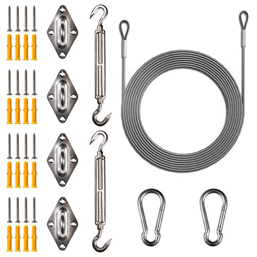 ColourTree Hardware Kit Set for Rectangle/Square Sun Shade Sails Canopy, Easy-Tensioning, 316 Military-Grade Stainless Steel(10 Inch Hardware Kit + Cables)