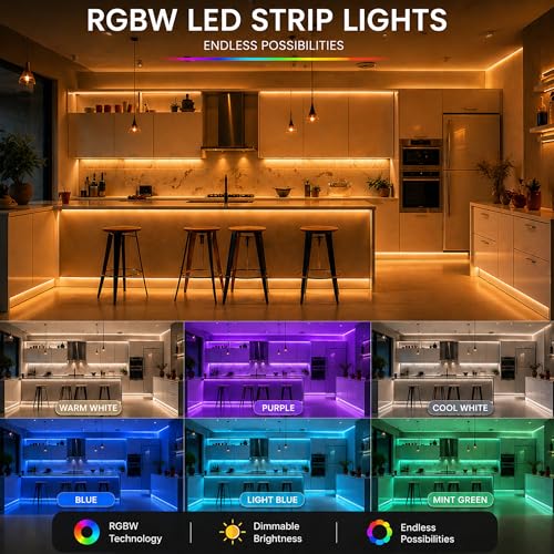 Tira de LED RGBW COB 24V 12mm Dimmable 3000K 16.5ft miniatura 6