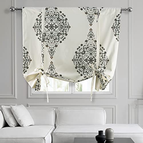 Image of HPD Half Price Drapes Room Darkening Tie Up Curtains 46 X 63 Inch Kerala Printed Cotton Window Roll Up Balloon Curtain for Living Room, Kitchen PRTW-TUD41B-63 (1 Panel), Kerala Cocoa