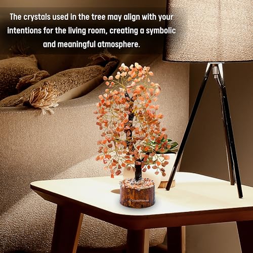 Image of Certified Peach Moonstone Crystal Tree for Good Luck - Healing Crystals Money Tree for Wealth, Positive Energy at Home Office - Decorative Spiritual Gifts for Vastu, House Warming