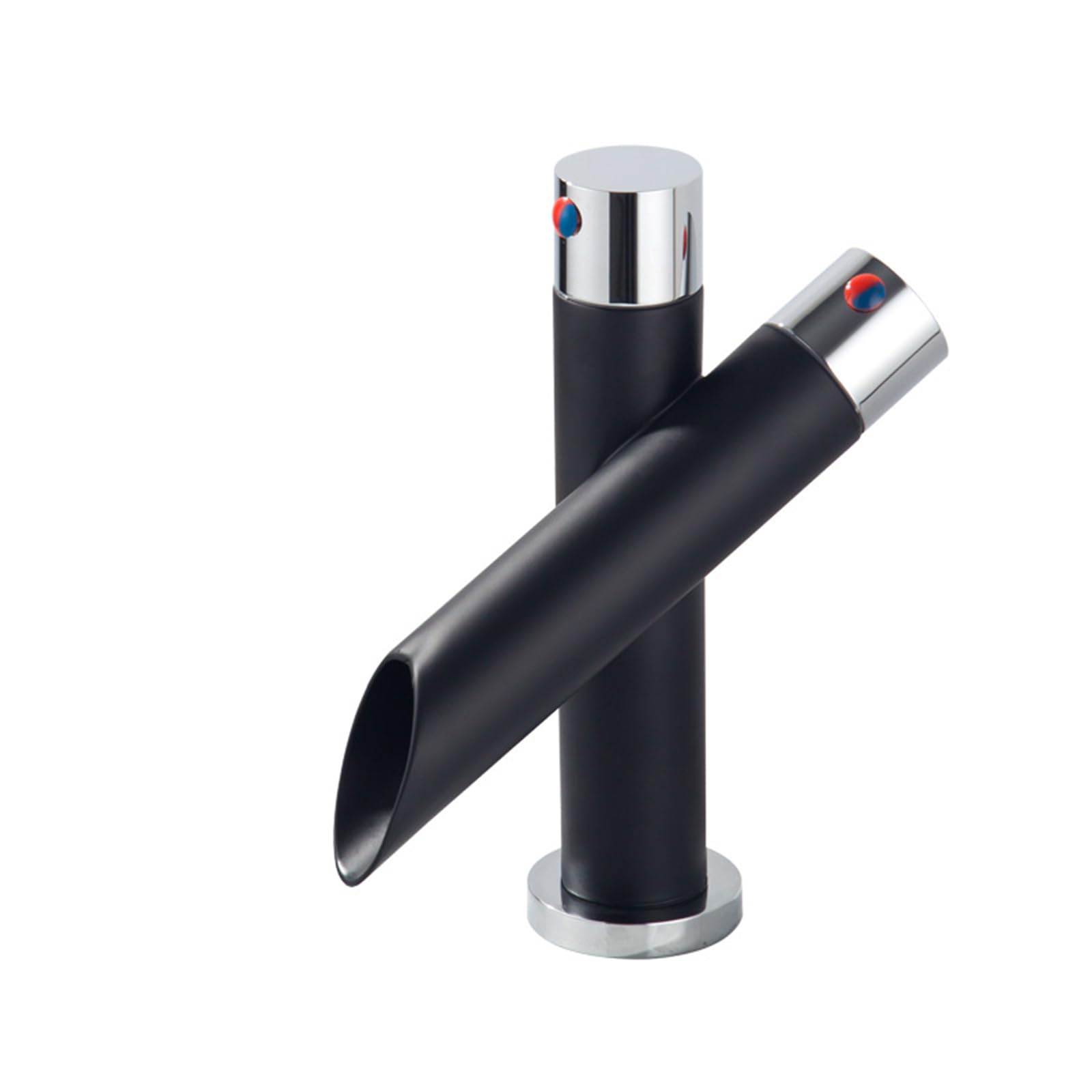 SOHNVWTGD Bathroom Taps Mixer Waterfall Black, 1 Hole Modern Basin Taps Mixers, Brass Waterfall Sink Taps for Basin