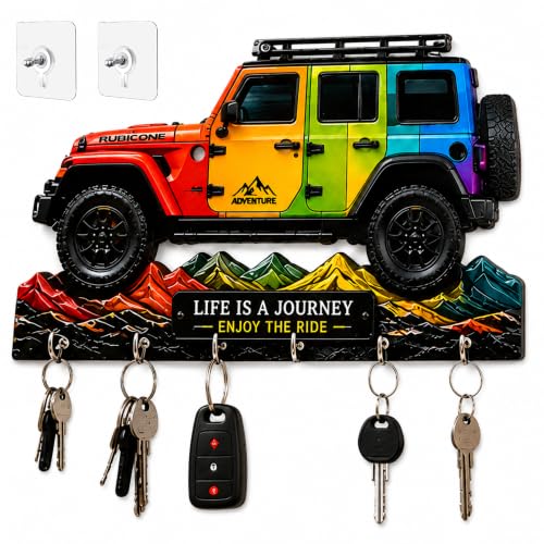 Image of Webelkart Premium HD UV Printed Mahindra Thar Car Shape Designer Wooden Key Holder Home and Office Decor (11 X 6 Inch, Wood) (Yellow-1)