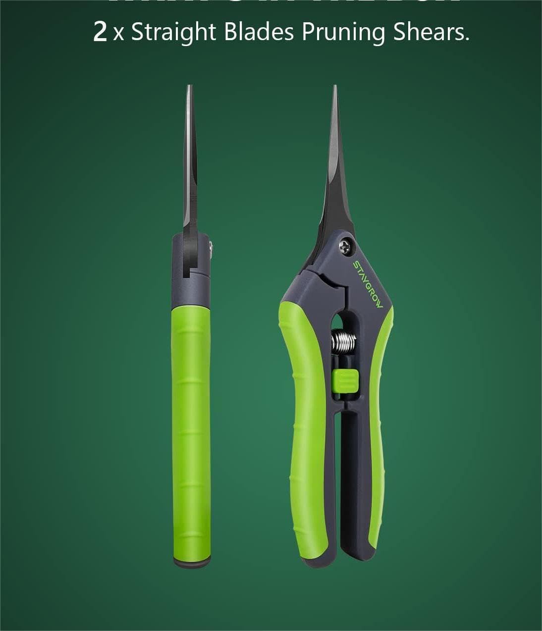 6.5" Gardening Scissors(2pcs Straight) and 13" Bud Trimmer Set Garden Tools for Men Women