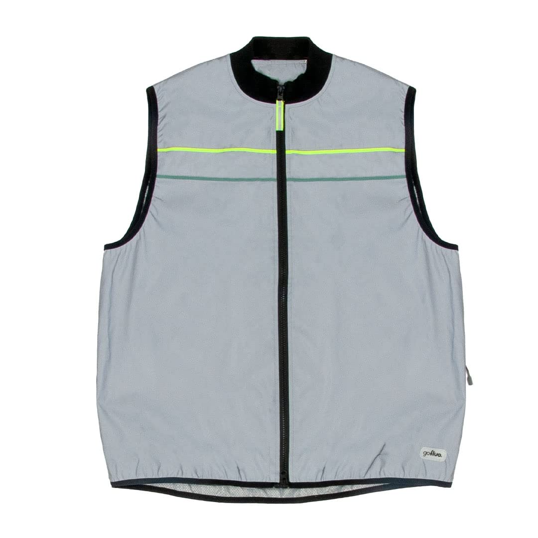 GOFLUO - George Reflektorweste - Warnweste - Reflektierende Weste - Sichtbar im Dunkeln für Wanderer, Joggen, Fahrrad - Grey Reflective -