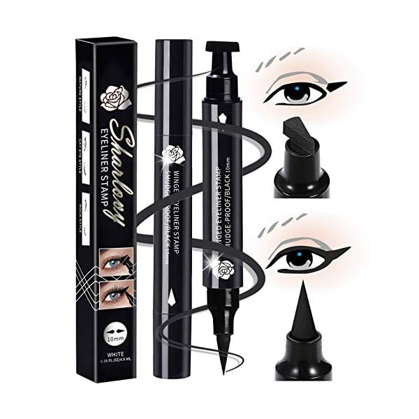 SHARLOVY Black Eyeliner Stamp Wingliner-Winged Eyeliner Stamps for Perfect Wing Cat Eyes Stamp Eyeliner, long Lasting Liquid Eyeliner Waterproof Smudge Proof 10MM