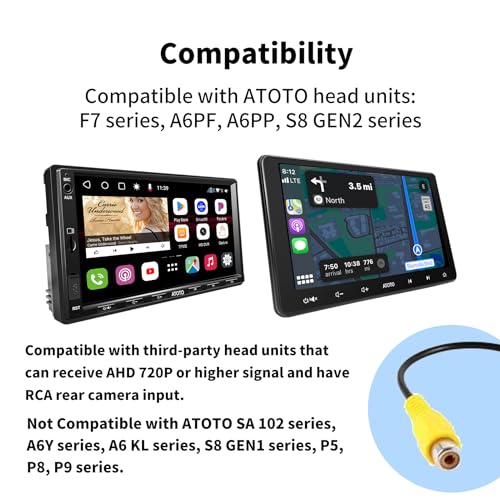Image of ATOTO Wireless Backup Camera, 140 Wide Viewing Angle, AHD 720P with Night Vision, Stable Signal Transmission Rear View Camera for Cars /SUVs /Trucks, WRC-HD10LR