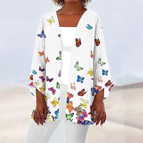Long Sleeve Kimono for Womens Retro Print Casual Duster Blouse Tops Coat 3/4 Sleeve Jackets Lightweight Cardigans4