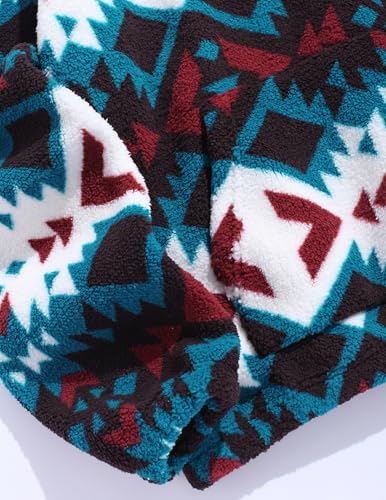 Image of ZAFUL Men 1 /4 Zipper Sweatshirt Ethnic Aztec Printed Kangaroo Pocket Fall Winter Pullovers Jacket Unisex Hoodie Tops