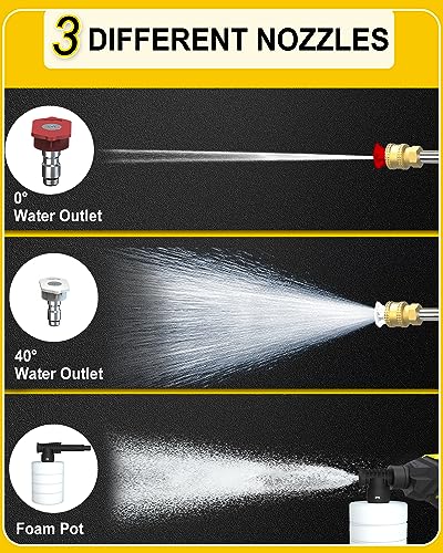 Image of 1080PSI CordlessPowerWasher with Foam Cannon for Car, Lane, Patio Cleaning, Red