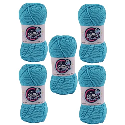 Image of NESTNHAVEN Cotton Candy 100% Cotton Yarn - (100g, 185 Meters) - Luxury Yarn for Crochet, Amigurumi, Embroidery, Toys, Garments, Flowers and Hobby, Projects. (Sky Blue) | (500 Gm)