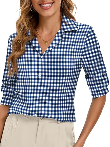 Image of Premium Soft Breathable Stretch Satin Silk Button Down Shirts for Women Long Sleeve Leopard Blouses Work Dress Tops