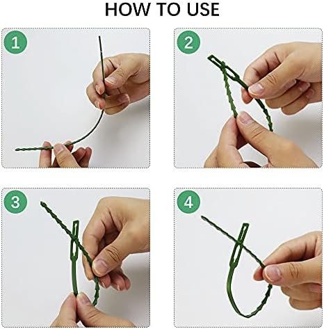 AFASOES 220 Pcs Adjustable Plant Ties, Green Garden Twist Ties Plastic Cable Ties Set Flexible Garden Plant Ties Plastic Garden Ties for Gardening, Tree, Plant, Shrub Support (13cm/17cm/23cm)