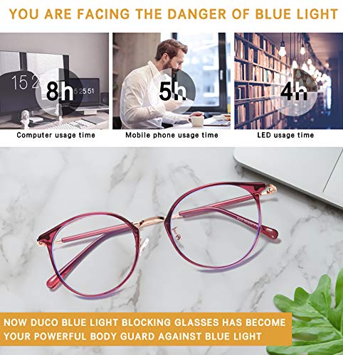 Image of DUCO Blue Light Glasses for Women Men Blue Ray Blocking Glasses Computer Glasses for Teens Retro Round Eyeglasses W013