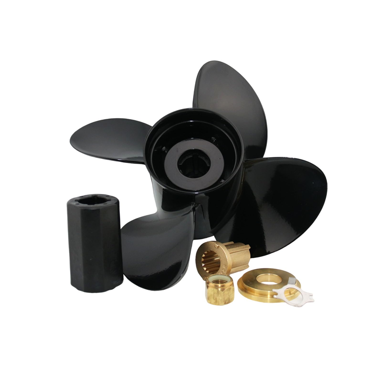 PWCMAN Hélice Hors-bord 13 X 17 – 4 Pales, 15 Cannelures, Moyeu Interchangeable, Compatible Mercury 70-140hp