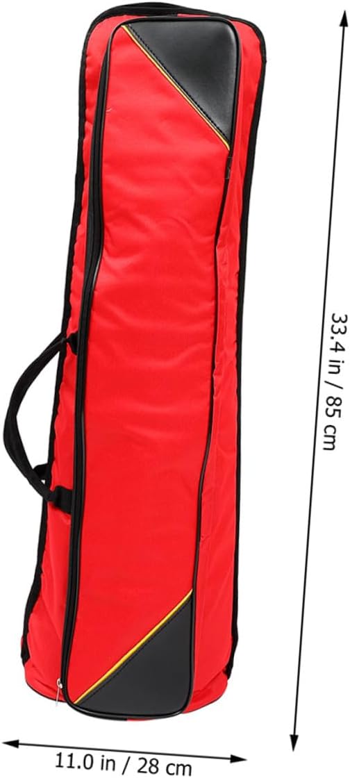 Alasum Waterproof Oxford Cloth Trombone Bag for Tenor, Thickened Portable Trombone Storage Case with Red Color for Travel and Instrument Protection