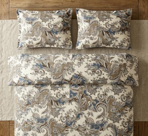 Image of DECOMIZER XL Microfiber Soft Cotton Queen Bedsheet for Double Bed, Queen Size 90 Inches X 100 Inches, 230 X 250 cm with 2 Large Size Pillow Covers - CaramelPaisley