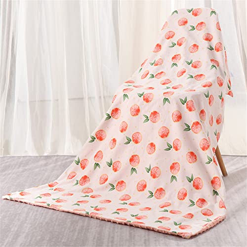 Hixingo Coperta Estiva per Bambini, Motivo di Cartone Animato Coperte Minky Cotone Morbido per Culla e Carrozzine, Copertina per Ragazze Ragazzi e Neonati (Pompelmo Rosa,80x100cm)