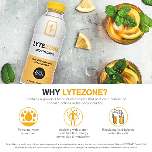 Lytezone Electrolyte Water Sports Drink - 12 Pack X 16 Fl Oz - Zero Calories, Sugar Free, No Carbohydrates, No Sweeteners - Zinc, Magnesium, Potassium - Vegan, Non-Gmo, Gluten Free #TOP1