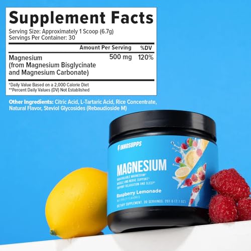 Image of InnoSupps Magnesium Powder - Dual-Action Mineral Mix with Magnesium Bisglycinate & Carbonate - Promotes Stress Relief, Hydration, and Recovery (Lemonade, 30 Servings)