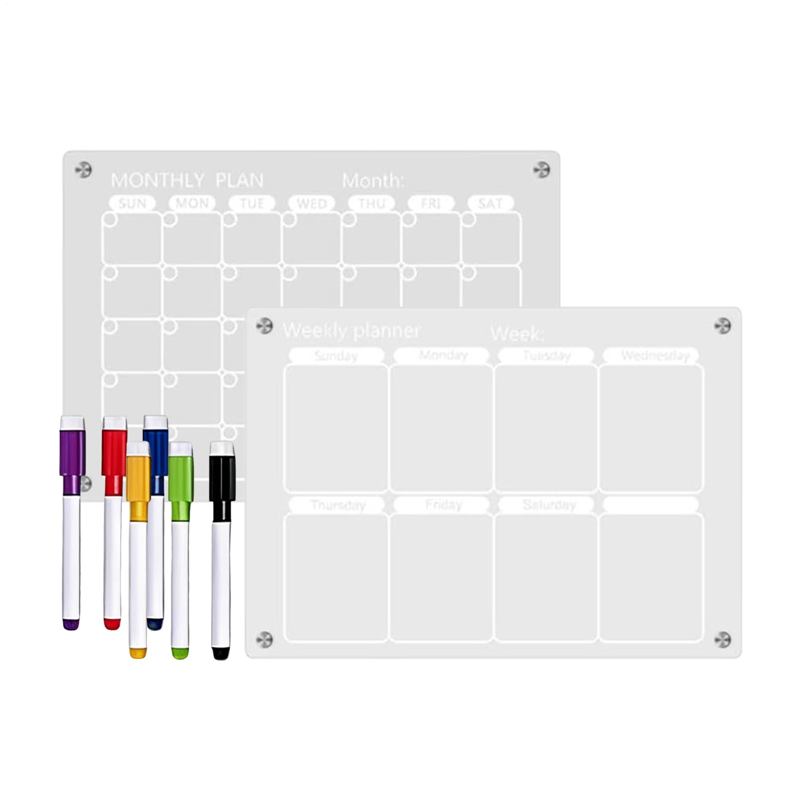 Calendario trasparente da parete Lavagna mensile/settimanale riutilizzabile