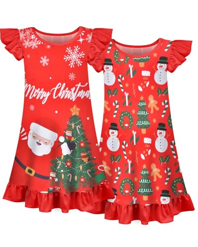 Image of Sylfairy 2pcs Girls Nightgowns, Unicorn Nightgown Princess Pajama Dresses for Girls Sleepwear Nightie