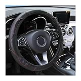 Osilly Capa de volante de carro, 38 cm, fibra de carbono, microfibra, couro PU, elástico, protetor de volante para homens e mulheres, acessórios de interior de carro respiráveis antiderrapantes para a maioria dos carros (preto)
