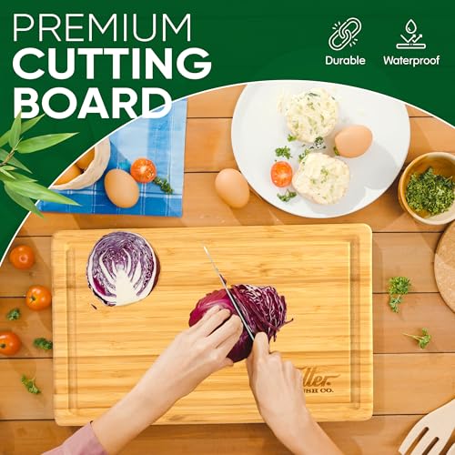 Tabla de Cortar de Bambú Fuller's - 12" x 9" para Cocina - Duradera, Amigable con Cuchillos y Fácil de Limpiar - Con Ranura para Jugos y Asas Laterales para Preparación y Servicio de Alimentos miniatura 3