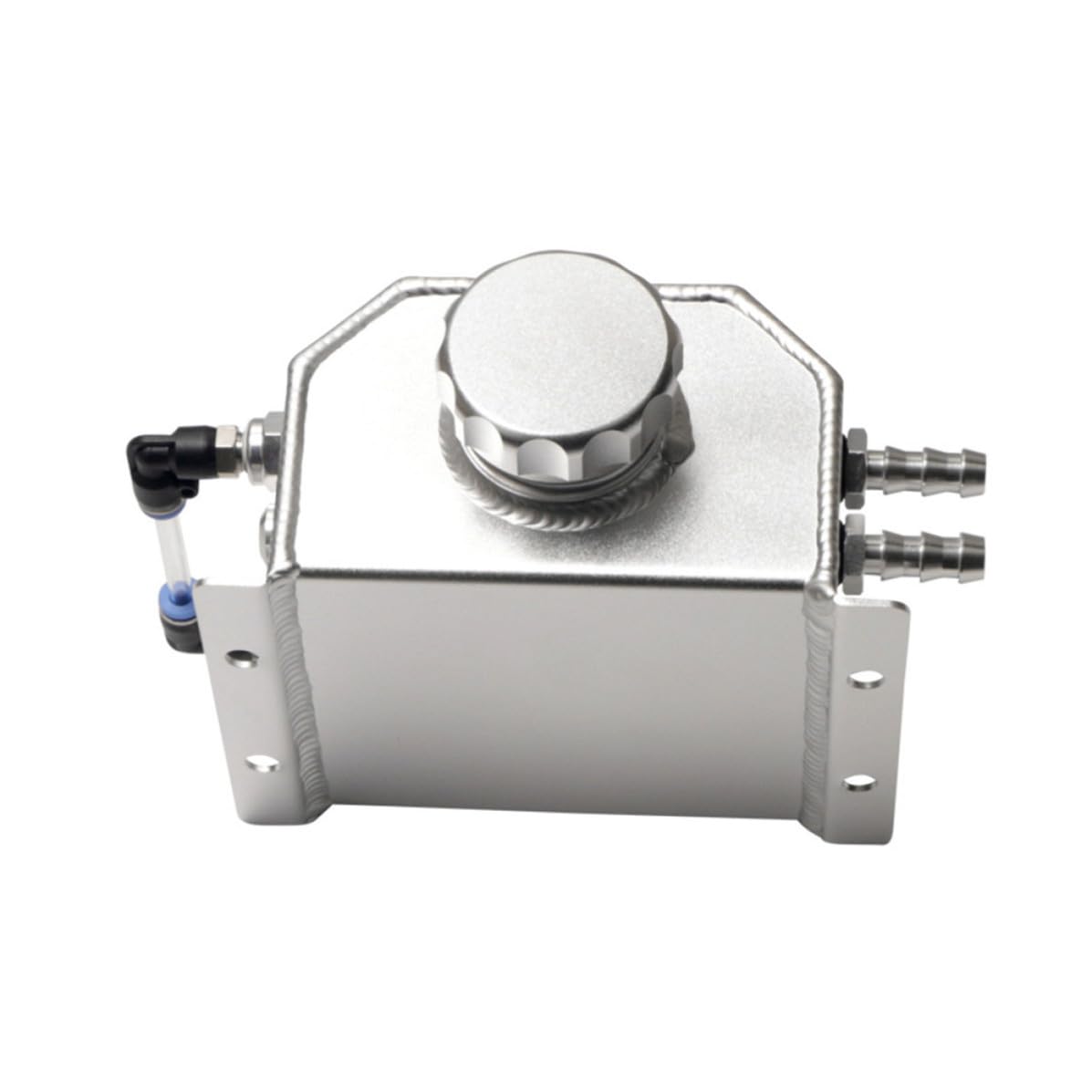 BETOOKY Réservoir de Récupération D'huile Moteur 1 Litre en Alliage D'aluminium Argenté avec Haute Pression des Bulles pour Voiture