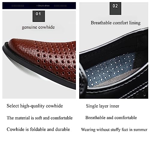 Men's Slip-On Formal Business Hollow Oxford Shoes,Summer Breathable Genuine Leather Pointed Toe Formal Leather Shoes,Tuxedo Wedding Modern Leather Shoes.4
