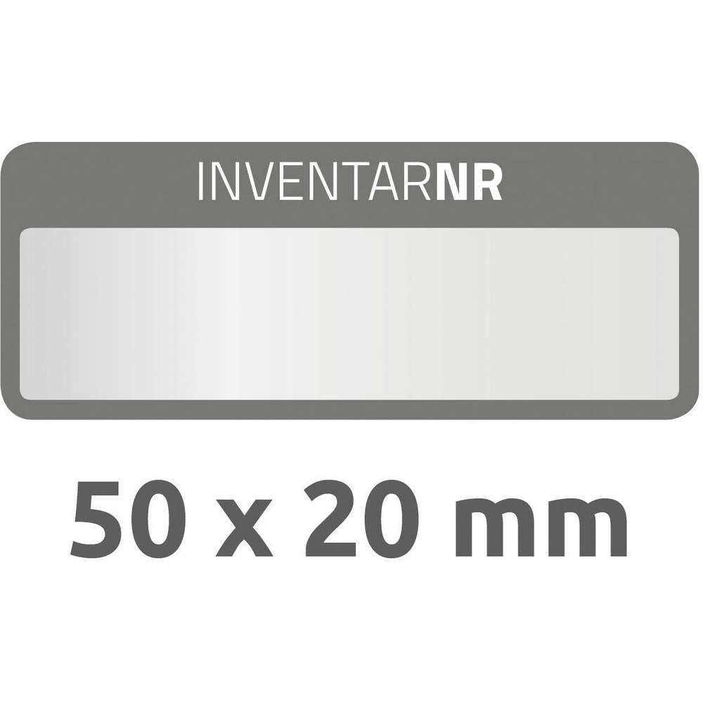 AVERY Zweckform 6905 Polyester Inventaretiketten (stark selbstklebend, strapazierbar, Kleinformat, 50x20 mm, 50 Aufkleber auf 10 Blatt) silber/schwarz