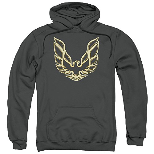 Pontiac Famous GM Automobiles Iconic Firebird Logo Adult Pull-Over Hoodie Charcoal